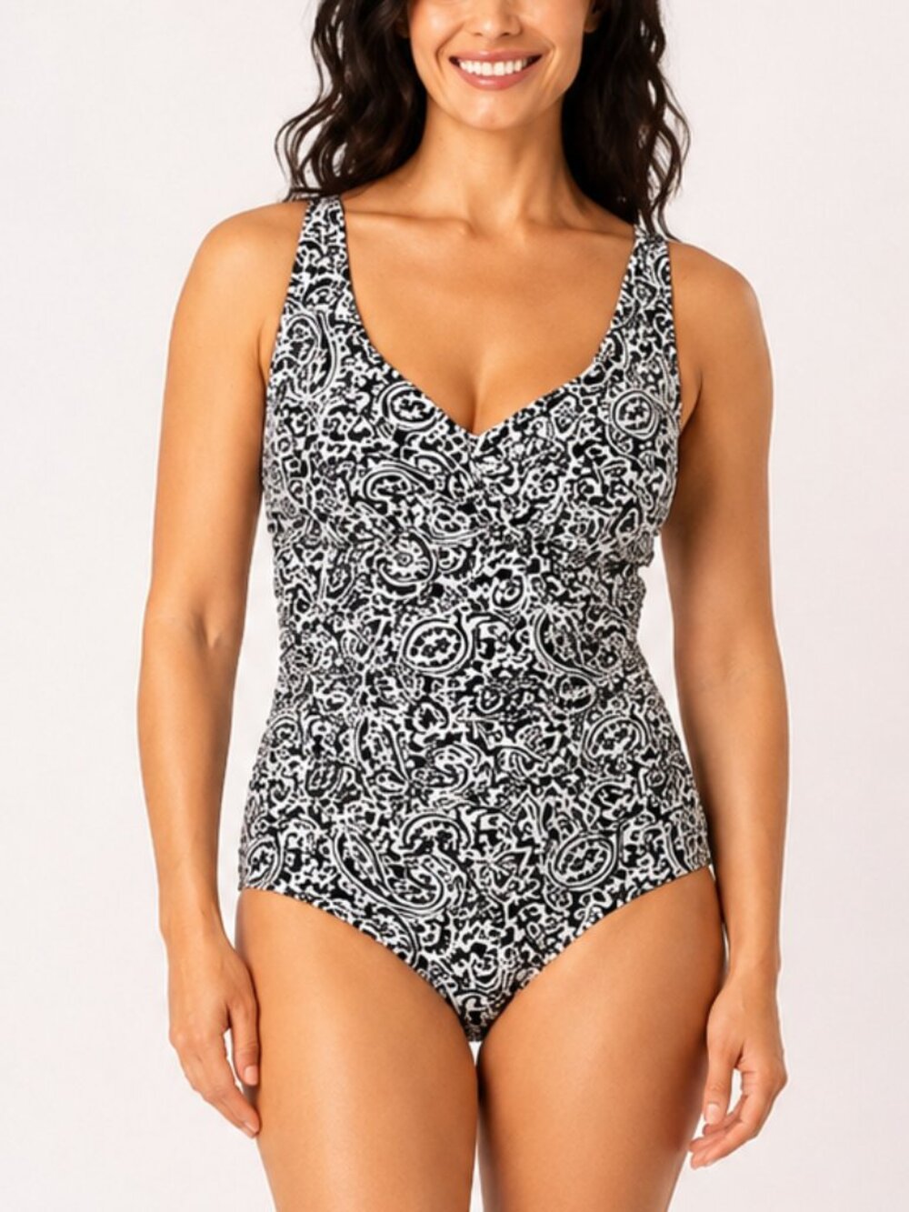 Lands End One Piece Swimsuit XXL Tummy Control Paisley NWT